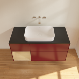 Тумба під раковину Villeroy & Boch Finion 120х50,1 см з підсвічуванням МДФ півонія матовий лак/скло чорне матове F702PCHB