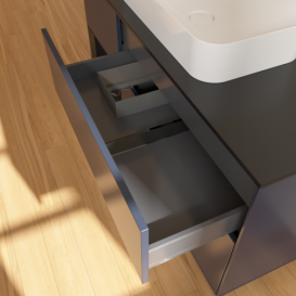 Тумба под раковину Villeroy & Boch Finion 120х50,1 см с подсветкой МДФ темно-синий матовый лак/стекло черное матовое F702PDHG