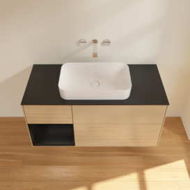 Тумба под раковину Villeroy & Boch Finion 120х50,1 см с подсветкой МДФ шпон дуба/стекло черное матовое F702PDPC