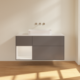 Тумба под раковину Villeroy & Boch Finion 120х50,1 см с подсветкой МДФ антрацит матовый лак/стекло белое матовое G701GFGK