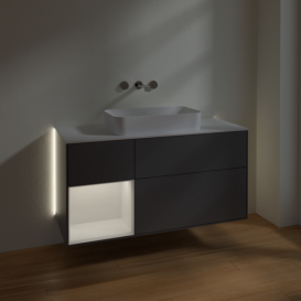 Тумба под раковину Villeroy & Boch Finion 120х50,1 см с подсветкой МДФ антрацит матовый лак/стекло белое матовое G701GFGK