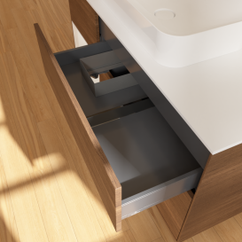 Тумба под раковину Villeroy & Boch Finion 120х50,1 см с подсветкой МДФ шпон грецкого ореха/стекло белое матовое G701GFGN