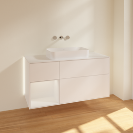 Тумба под раковину Villeroy & Boch Finion 120х50,1 см с подсветкой МДФ белый матовый лак/стекло белое матовое G701GFMT