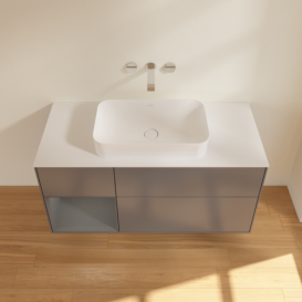 Тумба под раковину Villeroy & Boch Finion 120х50,1 см с подсветкой МДФ антрацит матовый лак/стекло белое матовое G701GKGK