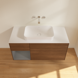 Тумба под раковину Villeroy & Boch Finion 120х50,1 см с подсветкой МДФ шпон грецкого ореха/стекло белое матовое G701GKGN