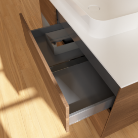 Тумба под раковину Villeroy & Boch Finion 120х50,1 см с подсветкой МДФ шпон грецкого ореха/стекло белое матовое G701GKGN