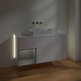 Тумба под раковину Villeroy & Boch Finion 120х50,1 см с подсветкой МДФ белый матовый лак/стекло белое матовое G701GKMT