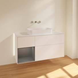 Тумба под раковину Villeroy & Boch Finion 120х50,1 см с подсветкой МДФ белый матовый лак/стекло белое матовое G701GKMT