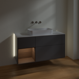 Тумба под раковину Villeroy & Boch Finion 120х50,1 см с подсветкой МДФ антрацит матовый лак/стекло белое матовое G701GNGK