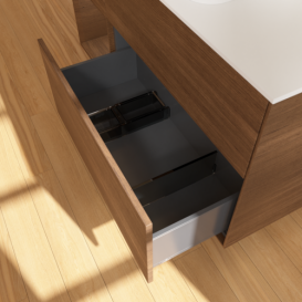 Тумба под раковину Villeroy & Boch Finion 120х50,1 см с подсветкой МДФ шпон грецкого ореха/стекло белое матовое G701GNGN