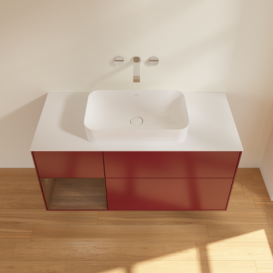 Тумба под раковину Villeroy & Boch Finion 120х50,1 см с подсветкой МДФ пион матовый лак/стекло белое матовое G701GNHB