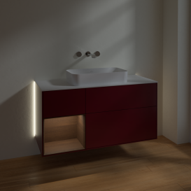 Тумба под раковину Villeroy & Boch Finion 120х50,1 см с подсветкой МДФ пион матовый лак/стекло белое матовое G701GNHB