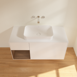 Тумба під раковину Villeroy & Boch Finion 120х50,1 см із підсвічуванням МДФ білий матовий лак/скло біле матове G701GNMT