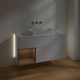 Тумба під раковину Villeroy & Boch Finion 120х50,1 см із підсвічуванням МДФ білий матовий лак/скло біле матове G701GNMT