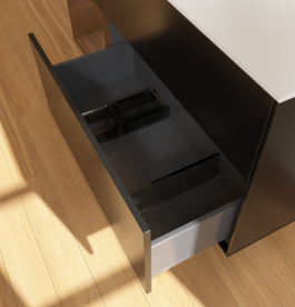 Тумба под раковину Villeroy & Boch Finion 120х50,1 см с подсветкой МДФ черный матовый лак/стекло белое матовое G701GNPD