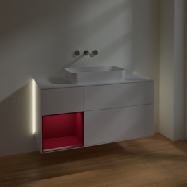 Тумба под раковину Villeroy & Boch Finion 120х50,1 см с подсветкой МДФ глянцевый белый лак/стекло белое матовое G701HBGF