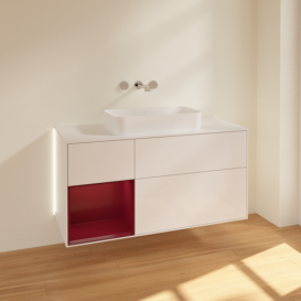 Тумба под раковину Villeroy & Boch Finion 120х50,1 см с подсветкой МДФ глянцевый белый лак/стекло белое матовое G701HBGF