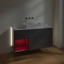 Тумба под раковину Villeroy & Boch Finion 120х50,1 см с подсветкой МДФ антрацит матовый лак/стекло белое матовое G701HBGK