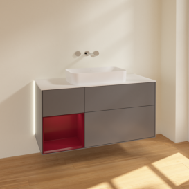 Тумба под раковину Villeroy & Boch Finion 120х50,1 см с подсветкой МДФ антрацит матовый лак/стекло белое матовое G701HBGK