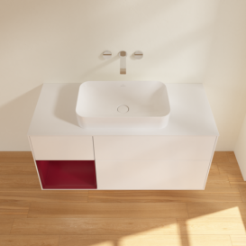 Тумба під раковину Villeroy & Boch Finion 120х50,1 см із підсвічуванням МДФ білий матовий лак/скло біле матове G701HBMT