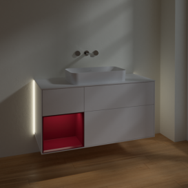 Тумба під раковину Villeroy & Boch Finion 120х50,1 см із підсвічуванням МДФ білий матовий лак/скло біле матове G701HBMT