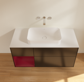 Тумба под раковину Villeroy & Boch Finion 120х50,1 см с подсветкой МДФ черный матовый лак/стекло белое матовое G701HBPD