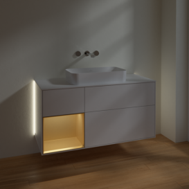 Тумба под раковину Villeroy & Boch Finion 120х50,1 см с подсветкой МДФ глянцевый белый лак/стекло белое матовое G701HFGF