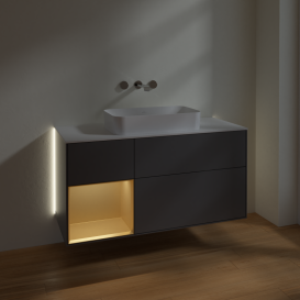 Тумба под раковину Villeroy & Boch Finion 120х50,1 см с подсветкой МДФ антрацит матовый лак/стекло белое матовое G701HFGK