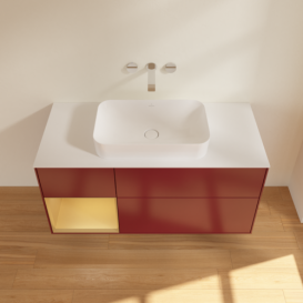 Тумба под раковину Villeroy & Boch Finion 120х50,1 см с подсветкой МДФ пион матовый лак/стекло белое матовое G701HFHB