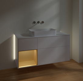 Тумба под раковину Villeroy & Boch Finion 120х50,1 см с подсветкой МДФ белый матовый лак/стекло белое матовое G701HFMT