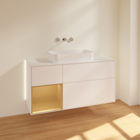 Тумба под раковину Villeroy & Boch Finion 120х50,1 см с подсветкой МДФ белый матовый лак/стекло белое матовое G701HFMT