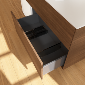 Тумба під раковину Villeroy & Boch Finion 120х50,1 см із підсвічуванням МДФ шпон волоського горіха/скло біле матове G701MTGN