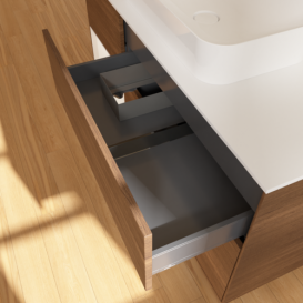 Тумба под раковину Villeroy & Boch Finion 120х50,1 см с подсветкой МДФ шпон грецкого ореха/стекло белое матовое G701MTGN