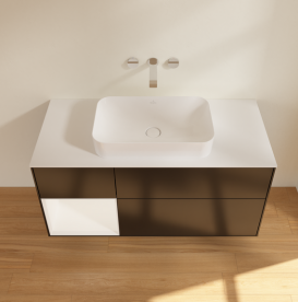 Тумба под раковину Villeroy & Boch Finion 120х50,1 см с подсветкой МДФ черный матовый лак/стекло белое матовое G701MTPD