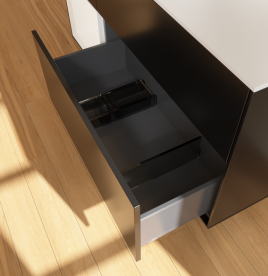 Тумба под раковину Villeroy & Boch Finion 120х50,1 см с подсветкой МДФ черный матовый лак/стекло белое матовое G701MTPD