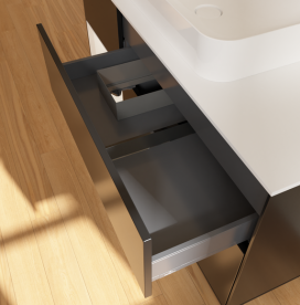 Тумба под раковину Villeroy & Boch Finion 120х50,1 см с подсветкой МДФ черный матовый лак/стекло белое матовое G701MTPD