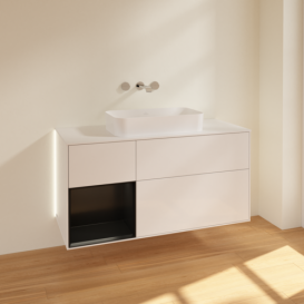 Тумба под раковину Villeroy & Boch Finion 120х50,1 см с подсветкой МДФ глянцевый белый лак/стекло белое матовое G701PDGF