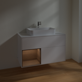 Тумба под раковину Villeroy & Boch Finion 100х50,1 см с подсветкой МДФ белый матовый лак/стекло белое матовое F361GNMT