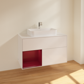 Тумба под раковину Villeroy & Boch Finion 100х50,1 см с подсветкой МДФ глянцевый белый лак/стекло белое матовое F361HBGF