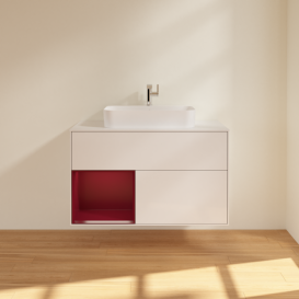 Тумба под раковину Villeroy & Boch Finion 100х50,1 см с подсветкой МДФ глянцевый белый лак/стекло белое матовое F361HBGF