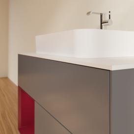 Тумба под раковину Villeroy & Boch Finion 100х50,1 см с подсветкой МДФ антрацит матовый лак/стекло белое матовое F361HBGK