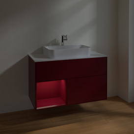 Тумба под раковину Villeroy & Boch Finion 100х50,1 см с подсветкой МДФ пион матовый лак/стекло белое матовое F361HBHB