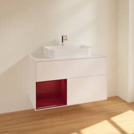 Тумба під раковину Villeroy & Boch Finion 100х50,1 см із підсвічуванням МДФ білий матовий лак/скло біле матове F361HBMT