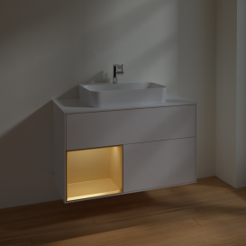 Тумба под раковину Villeroy & Boch Finion 100х50,1 см с подсветкой МДФ глянцевый белый лак/стекло белое матовое F361HFGF