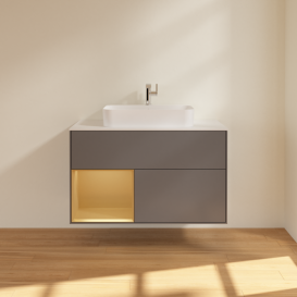 Тумба под раковину Villeroy & Boch Finion 100х50,1 см с подсветкой МДФ антрацит матовый лак/стекло белое матовое F361HFGK