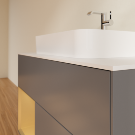 Тумба под раковину Villeroy & Boch Finion 100х50,1 см с подсветкой МДФ антрацит матовый лак/стекло белое матовое F361HFGK