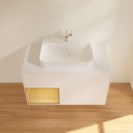 Тумба под раковину Villeroy & Boch Finion 100х50,1 см с подсветкой МДФ белый матовый лак/стекло белое матовое F361HFMT