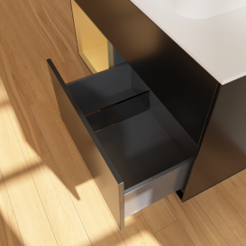 Тумба под раковину Villeroy & Boch Finion 100х50,1 см с подсветкой МДФ черный матовый лак/стекло белое матовое F361HFPD