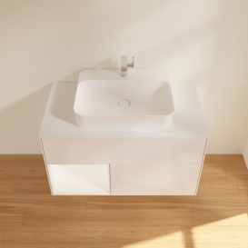 Тумба под раковину Villeroy & Boch Finion 100х50,1 см с подсветкой МДФ глянцевый белый лак/стекло белое матовое F361MTGF