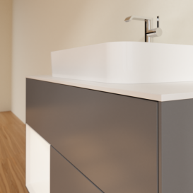 Тумба под раковину Villeroy & Boch Finion 100х50,1 см с подсветкой МДФ антрацит матовый лак/стекло белое матовое F361MTGK